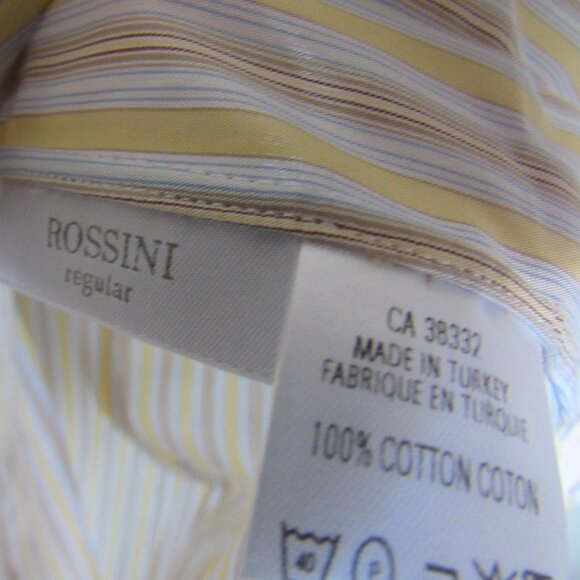 Ermenegildo Zegna Dress Shirt  Long Sleeve Cotton, White/Tan/Yellow, sz.46/18 - Picture 6 of 8